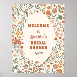 Boho Groovy Wildflower Vrijgezellenfeest Welkom Poster