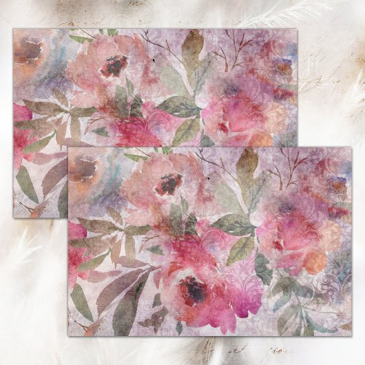 BOHO GRUNGE FLORAL COLLAGE DECOUPAGE TISSUE PAPIER