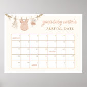 Boho Guess de Vervaldatum Kalender Baby shower Gam Poster (Voorkant)