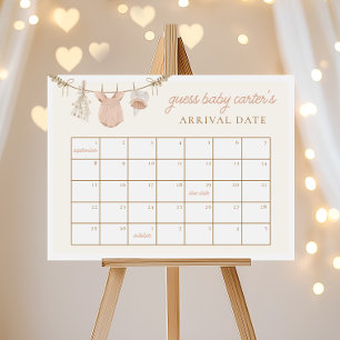 Boho Guess de Vervaldatum Kalender Baby shower Gam Poster