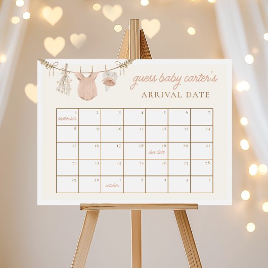 Boho Guess de Vervaldatum Kalender Baby shower Gam Poster