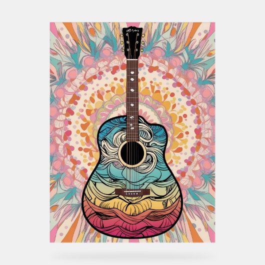 Boho guitar acryl bord (Voorkant)