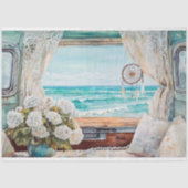 Boho Gypsy Seaside Caravan Window Decoupage Tissuepapier (Voorkant)