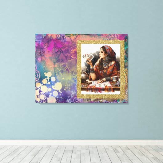 * Boho Gypsy Woman A100 Psychische Kaart Reader Canvas Afdruk (Insitu (Houten vloer))