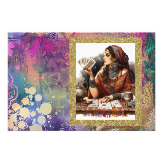 *~* Boho Gypsy Woman Psychic Card Reader A100 Foto Afdruk