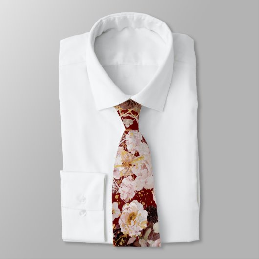 Boho H2 Dusty Rozen Burgundy Mums DIY achtergrond Stropdas (Gebonden)