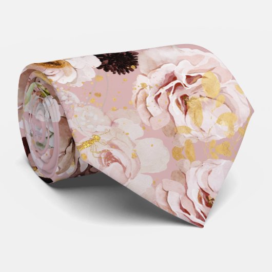 Boho H2 Dusty Rozen Burgundy Mums DIY achtergrond Stropdas (Opgerold)