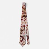 Boho H2 Stofrozen Rozen Burgundy Mums doe-het-zelf Stropdas (Voorkant)