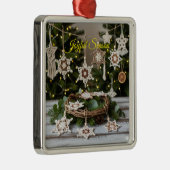 Boho Haak Snowflake Metallic Kerst Ornament (Rechts)