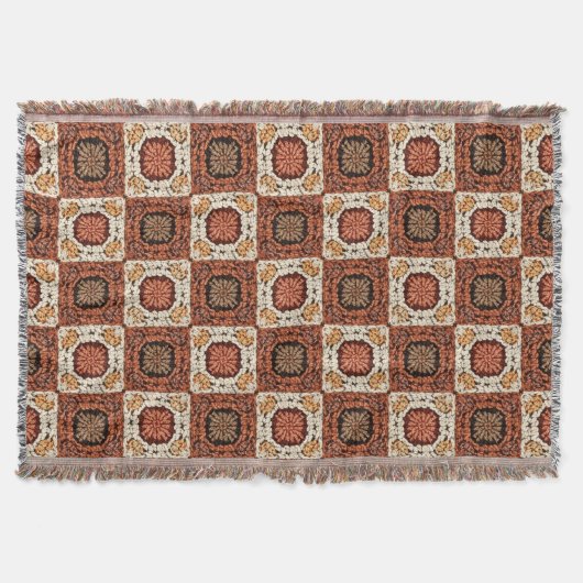 Boho Haakwerk Granny Square Retro Bloemmotief Deken (Voorkant)