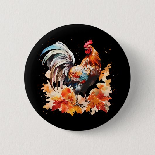 Boho Haan Kip Herfstbladeren Thanksgiving Da Ronde Button 5,7 Cm (Voorkant)