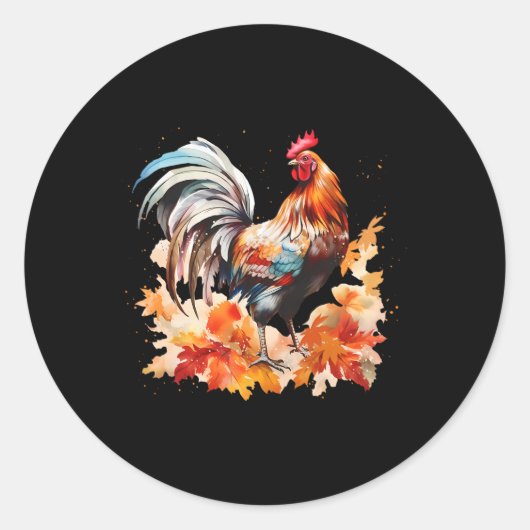 Boho Haan Kip Herfstbladeren Thanksgiving Da Ronde Sticker (Voorkant)