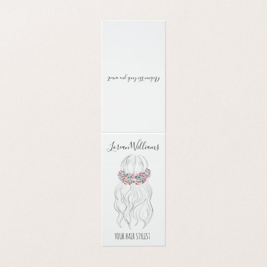 Boho haar bruidskapsel bloemig romantisch visitekaartje (Buitenkant ongevouwen)