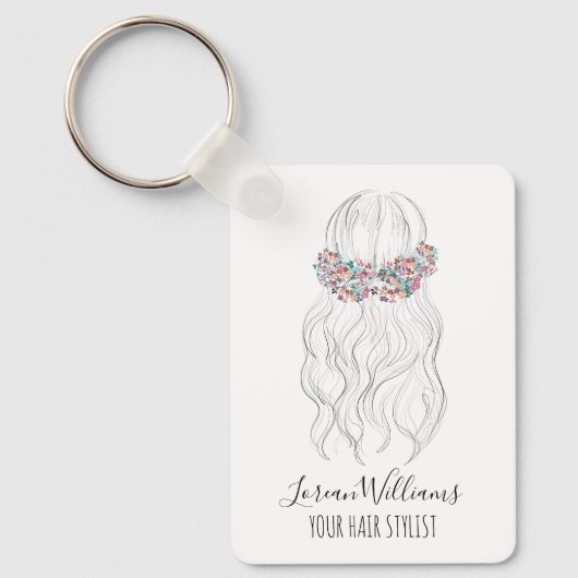 Boho haar Bruidskapsper Boho haarstylist Bloemig R Sleutelhanger (Voorkant)