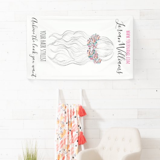 Boho haar bruiloft kapper bloemenromantiek spandoek (Insitu)