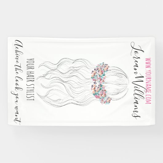 Boho haar bruiloft kapper bloemenromantiek spandoek (Horizontaal)