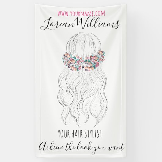 Boho haar bruiloft kapper bloemenromantiek spandoek (Verticaal)