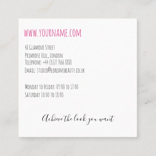 Boho haar bruiloft kapper bloemenromantiek vierkante visitekaartje (Achterkant)