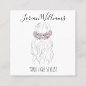 Boho haar bruiloft kapper bloemenromantiek vierkante visitekaartje (Voorkant)