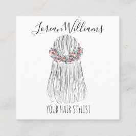 Boho Hair Stylist Bloem Kroon Bruiloft Kapsel Afsprakenkaartje