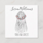 Boho Hair Stylist Bloem Kroon Bruiloft Kapsel Vierkante Visitekaartje (Voorkant)