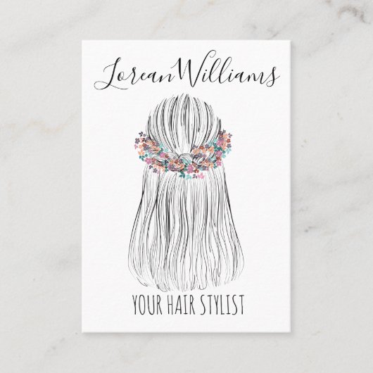 Boho Hair Stylist Bloem Kroon Bruiloft Kapsel Visitekaartje (Voorkant)