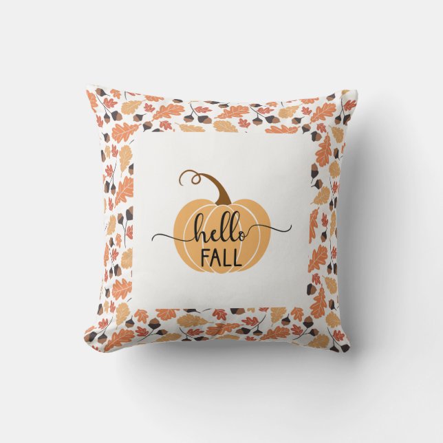 Boho Hallo Herfst Pompoen met Herfstbladeren Kussen (Voorkant)