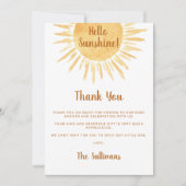 Boho Hallo Sunshine Baby shower Bedankkaart (Voorkant)