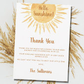 Boho Hallo Sunshine Baby shower Bedankkaart