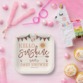 Boho Hallo Sunshine Baby shower Papieren Bordje (Feest)