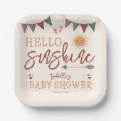 Boho Hallo Sunshine Baby shower Papieren Bordje (Voorkant)
