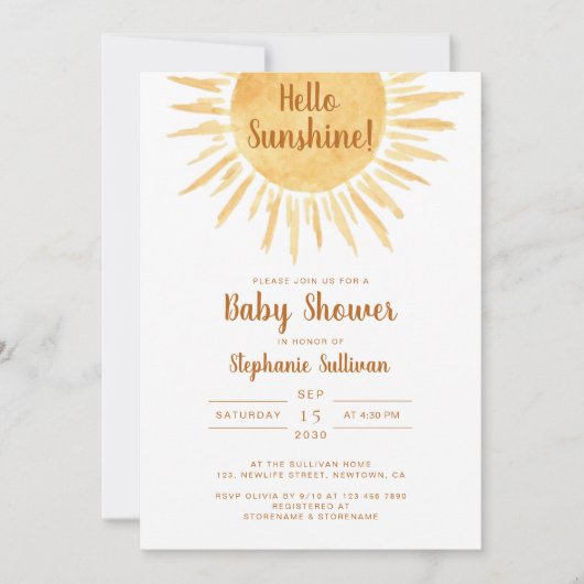 Boho Hallo Sunshine Gender Neutraal Baby shower Kaart (Voorkant)