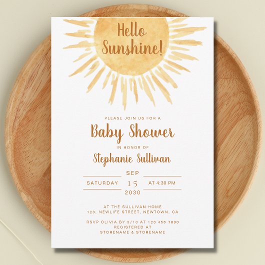 Boho Hallo Sunshine Gender Neutraal Baby shower Kaart