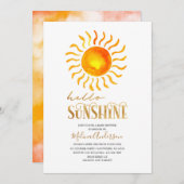 Boho Hallo Sunshine waterverf baby shower Kaart (Voorkant / Achterkant)