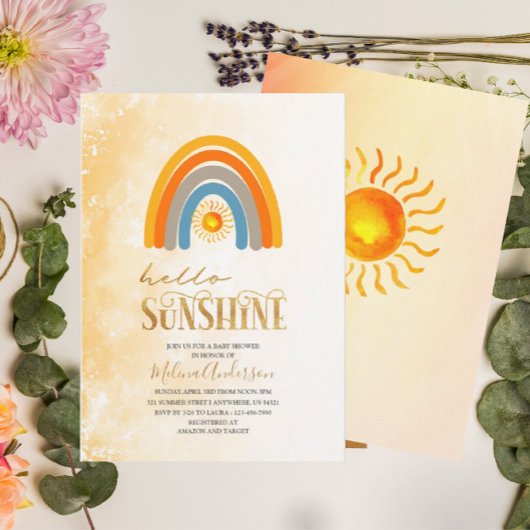 Boho Hallo Sunshine waterverf baby shower Kaart