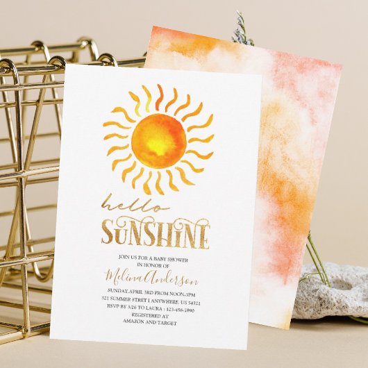 Boho Hallo Sunshine waterverf baby shower Kaart