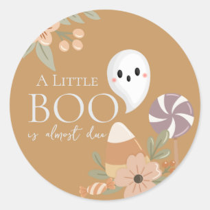 Boho Halloween Baby shower Ghost Yellow Mustard Ronde Sticker