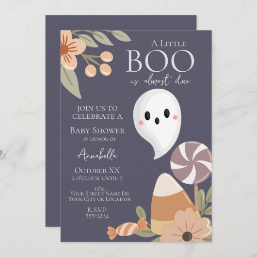 Boho Halloween Baby shower Invitation - Schattigee Kaart (Voorkant / Achterkant)