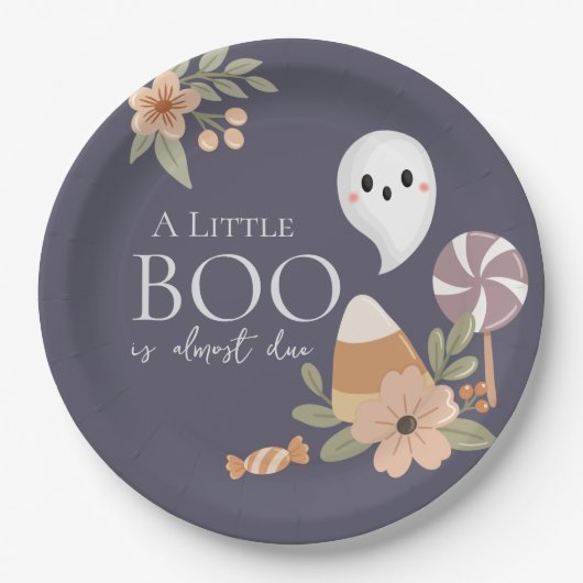 Boho Halloween Baby shower Little Boo - Schattigee Papieren Bordje (Voorkant)