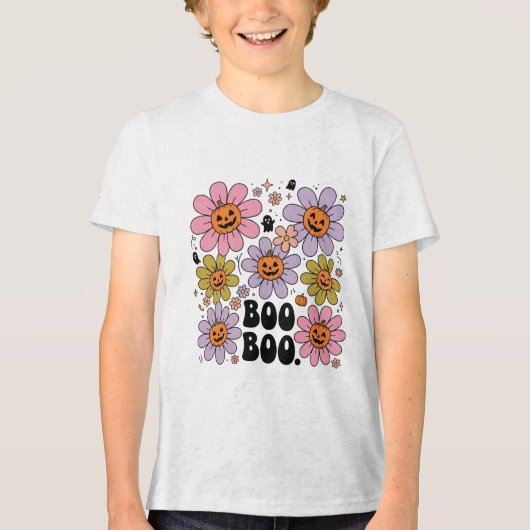 Boho Halloween Bloem Pompoen PNG Tri-Blend Shirt (Voorkant)