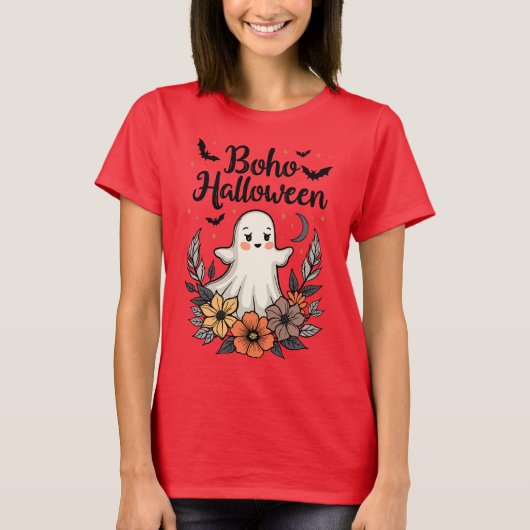 Boho Halloween Cute Ghost T-shirt (Voorkant)