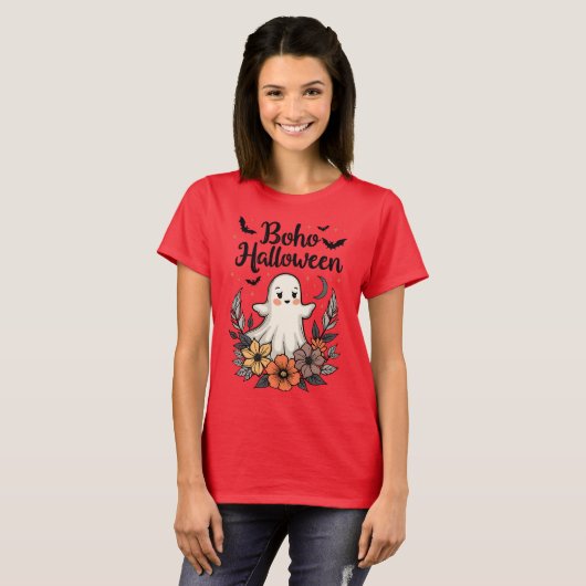 Boho Halloween Cute Ghost T-shirt (Voorkant volledig)