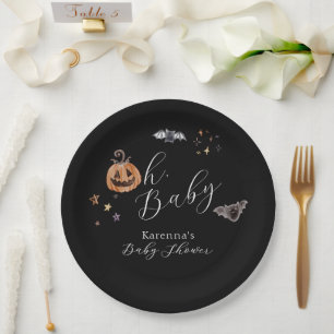 Boho Halloween Genderneutraal Oh Baby shower Papieren Bordje