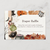 Boho Halloween Ghost Pumpkin Diaper Raffle Informatiekaartje (Voorkant)