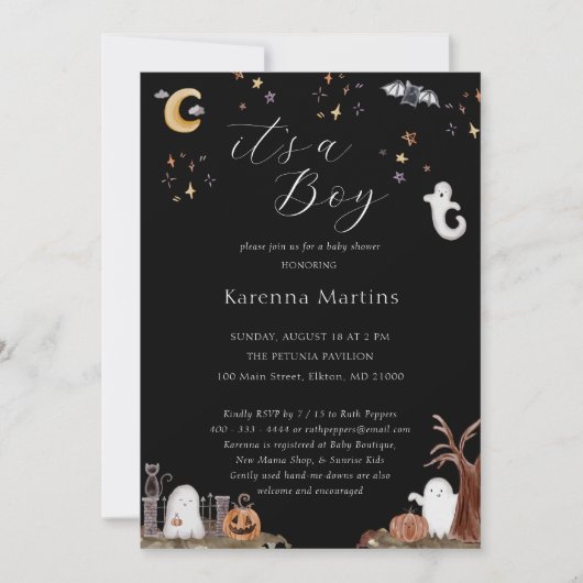 Boho Halloween Het is een Boy Baby shower Kaart (Voorkant)