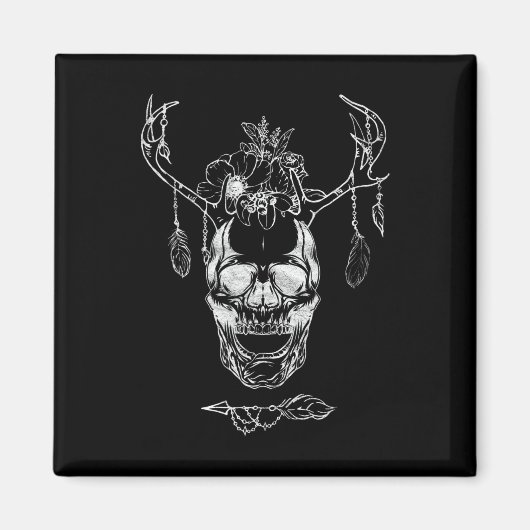 Boho Halloween Skull Magneet (Voorkant)