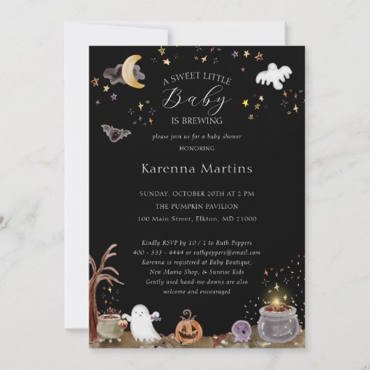 Boho Halloween Sweet Little Baby is Brouwen Douche Kaart (Voorkant)