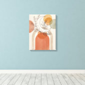 Boho Halve Maan en Olijftak Canvas Afdruk (Insitu (Houten vloer))