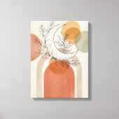 Boho Halve Maan en Olijftak Canvas Afdruk (Voorkant)