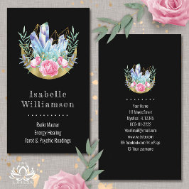 Boho Halve Maan Kristal Cluster Roze Rozen Chic Visitekaartje